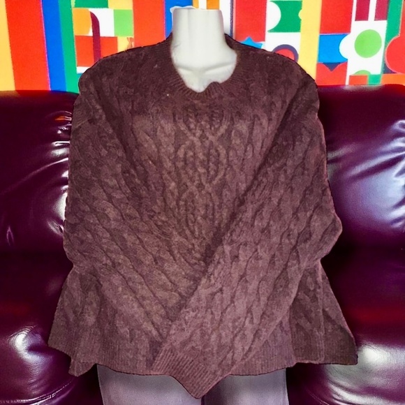 Forever 21 NWT Sweater Plum Burgundy Oversized Cable Knit Sweater | Plus Size 2X - Picture 14 of 16